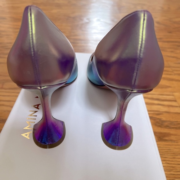 Amina Muaddi Ami 95mm Iridescent pumps in 41.5 - Picture 8 of 10